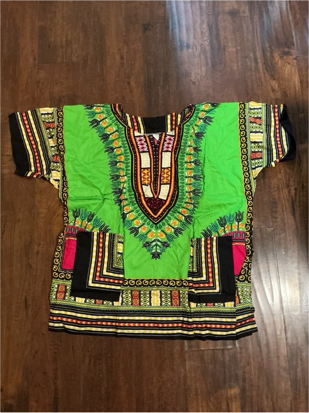 Green Dashiki-Style Kids Top